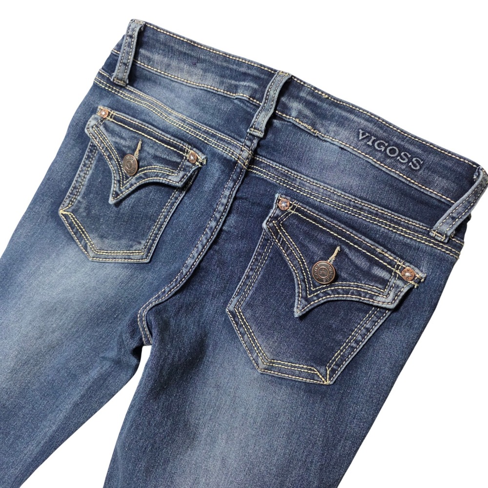Vigoss Skinny Jeans Womens Size 12 Blue Excellent Distressed Skinny Embellished